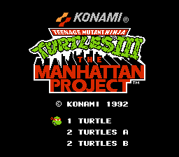 Teenage Mutant Ninja Turtles III: The Manhattan Project title screenshot